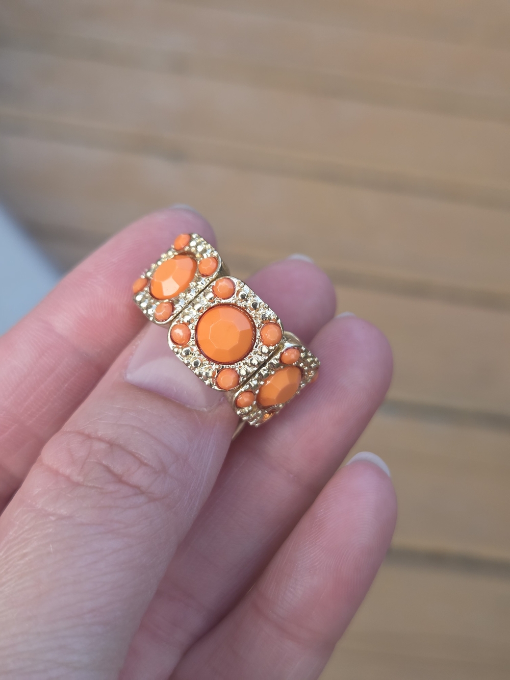 Gold-Tone Orange Statement Ring